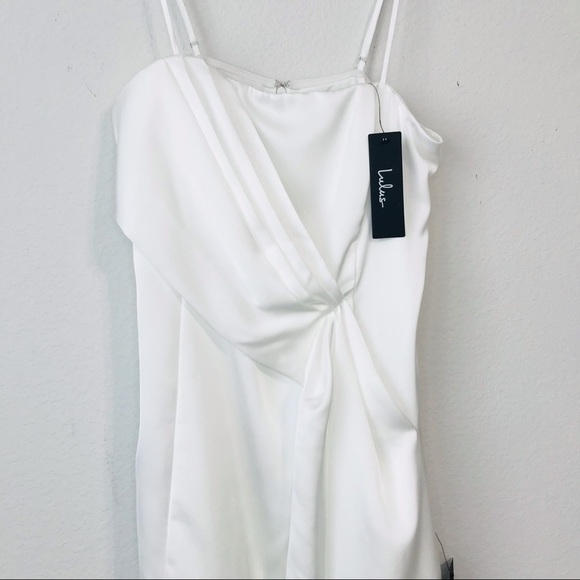 New! Lulus Romantic Allure White Satin Wedding Bridal Mini Dress - Picture 7 of 11